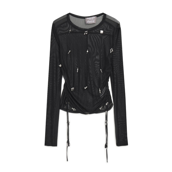 K-Wave Silver Charm Mesh Top