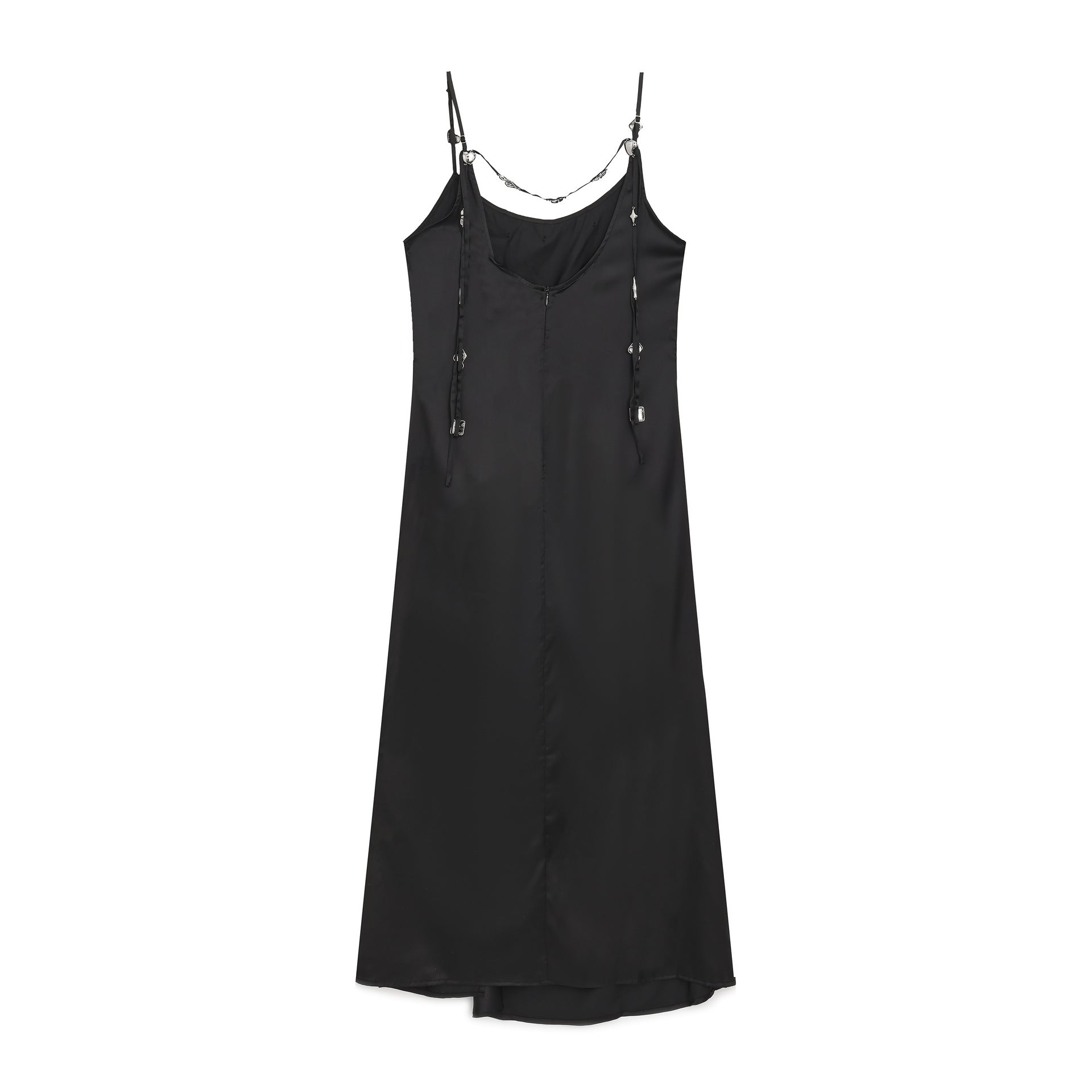 K-Wave Silver Charm Slip Dress - BLACK