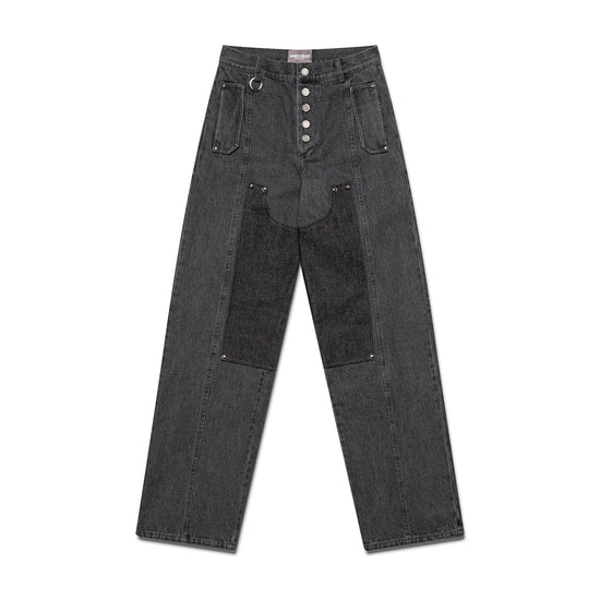 Washed Panel Jeans - Black