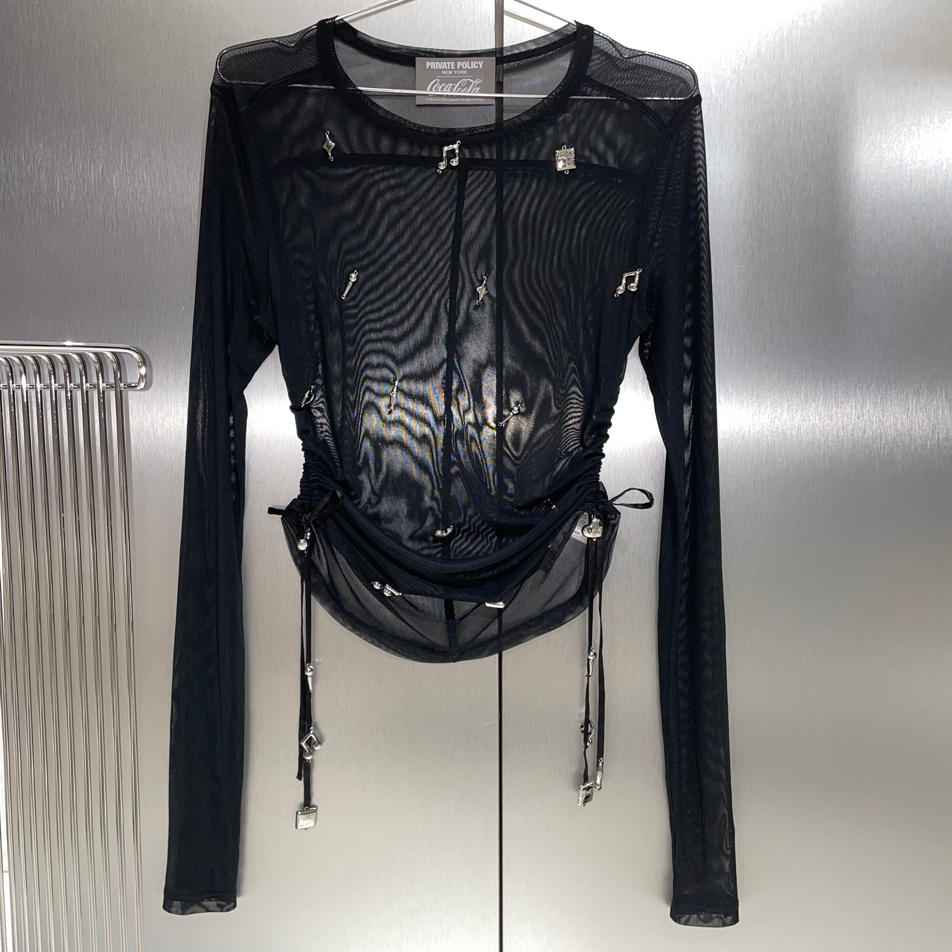 K-Wave Silver Charm Mesh Top