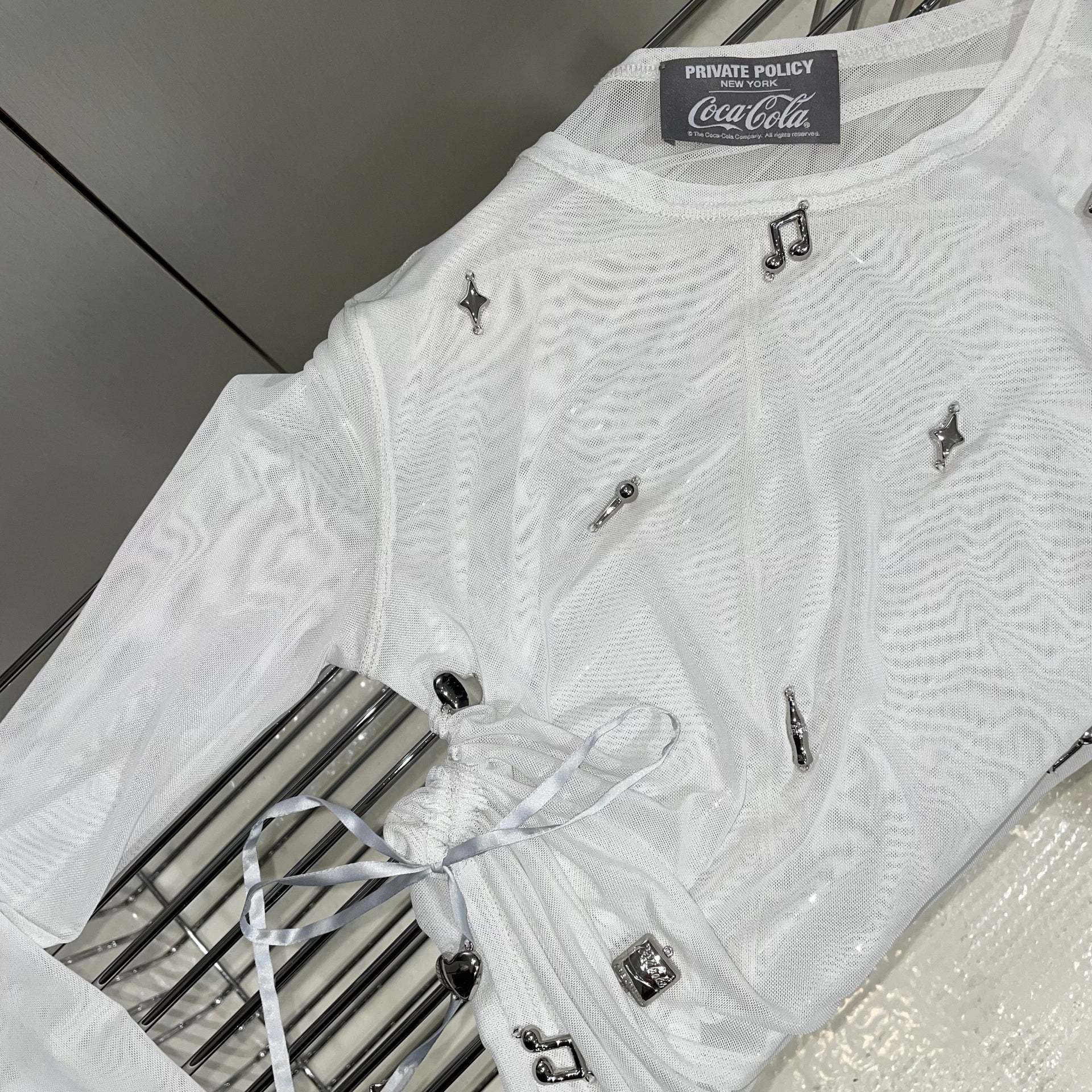 K-Wave Silver Charm Mesh Top